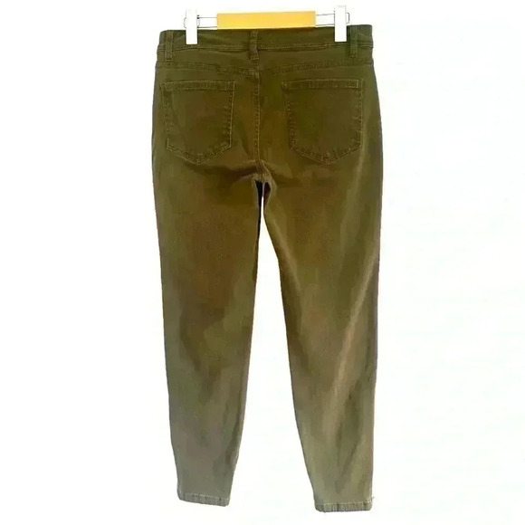 JONES NEW YORK Sport Soho Olive Green Brushed Cotton Slim Pants Ankle Zip Size 8 - Picture 3 of 7